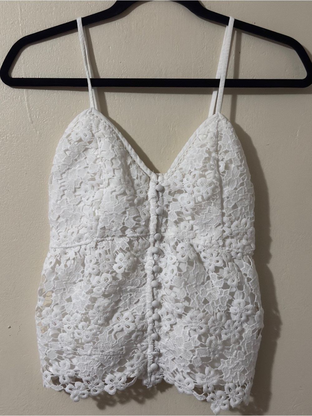 Abercrombie & Fitch White Lace Spaghetti Strap Top Size S